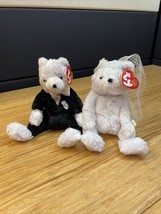 Lot of 2 Ty Beanie Babies Bride and Groom Bear Plush Wedding KG JD - $24.75