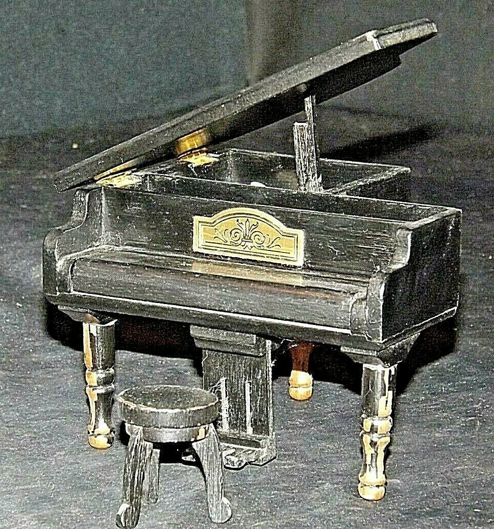 Grand Piano with Stool Music Box  AA20-2448 Vintage - £73.03 GBP