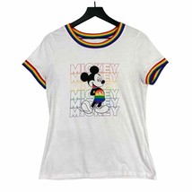 Disney Parks Women&#39;s M Gay Pride Shirt Rainbow Mickey Mouse LGBTQ+ Apparel White - £13.43 GBP