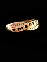 Vintage GOLD mom Diamond ring / - 1k Solid gold band - madre mother day / gift f - £155.84 GBP
