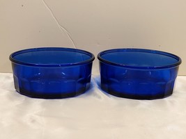 2-Vintage Cristal D ARques Durand Arcoroc France Cobalt Blue Small Desse... - $25.74