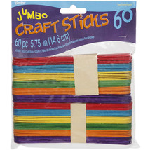 Jumbo Wood Craft Sticks Colored 5.75 Inches - £18.31 GBP