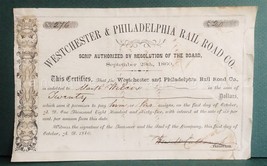 1860 Antique West Chester &amp; Philadelphia Rail Road Prr Scrip Mark Wilcox - £33.34 GBP