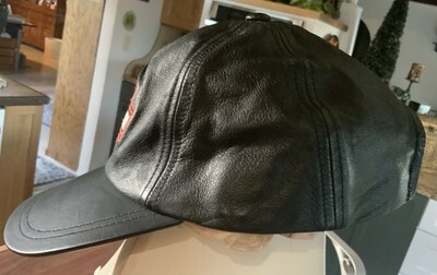 Vntg Authentic HARLEY-DAVIDSON Black Genuine Leather Adjustable Hat Cap One Size Item image 3