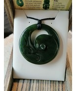 New zealand Jade Greenstone Koru disc large pendant Necklace 36mm - $180.00