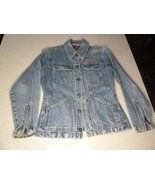 Vintage Harley Davidson Womans Blue Jean Denim Jacket Large Wings Size XS  - $38.56