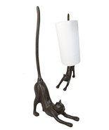 Rustic Cast Iron Crouching Kitty Cat with Long Tail Kitchen Paper Towel ... - $744.18 MXN