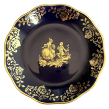Vintage Limoges Porcelain Navy and Gold Small Dish, 4&quot; - $267.26 MXN