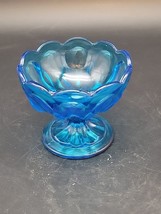 Vintage Anchor Hocking Blue Fairfield Glass Pedestal Compote/Candy Dish - $13.54