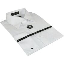 Mens Milani dress shirt cotton Blend easy wash long sleeves white French... - $23.99