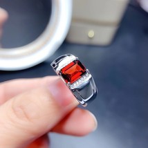 2021new classic red garnet gem man ring  silver fine jewelry natural real gem 92 - £56.73 GBP