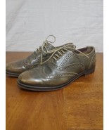 J Shoes Leather Oxfords Charlie Women&#39;s Brown Green Size 7 Anthropologie  - $30.81