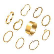 10PCS Gifts Jewelry &amp; Accessories Couple Gold Women&#39;s Rings Pearl Ring F... - £8.40 GBP