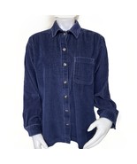 LL Bean Corduroy Shirt Jacket Womens Size M Blue Wide Wale Heavyweight C... - €22,08 EUR