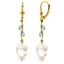 Galaxy Gold GG 14k Yellow Gold Drop Style Earrings with White Topaz and Diamond  - £647.47 GBP