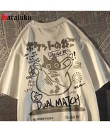 Cat Cartoon Print Short-sleeved T-shirt Harajuku Loose Streetwear y2k Cl... - £15.13 GBP