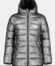 Girls Jacket Puffer UA Prime Under Armour Metallic Pewter Water Resistant-sz XL - £44.27 GBP