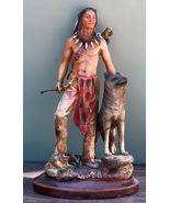 Southwestern Tribal Indian Warrior Chief With Gray Wolf Collectible Figu... - €40,05 EUR