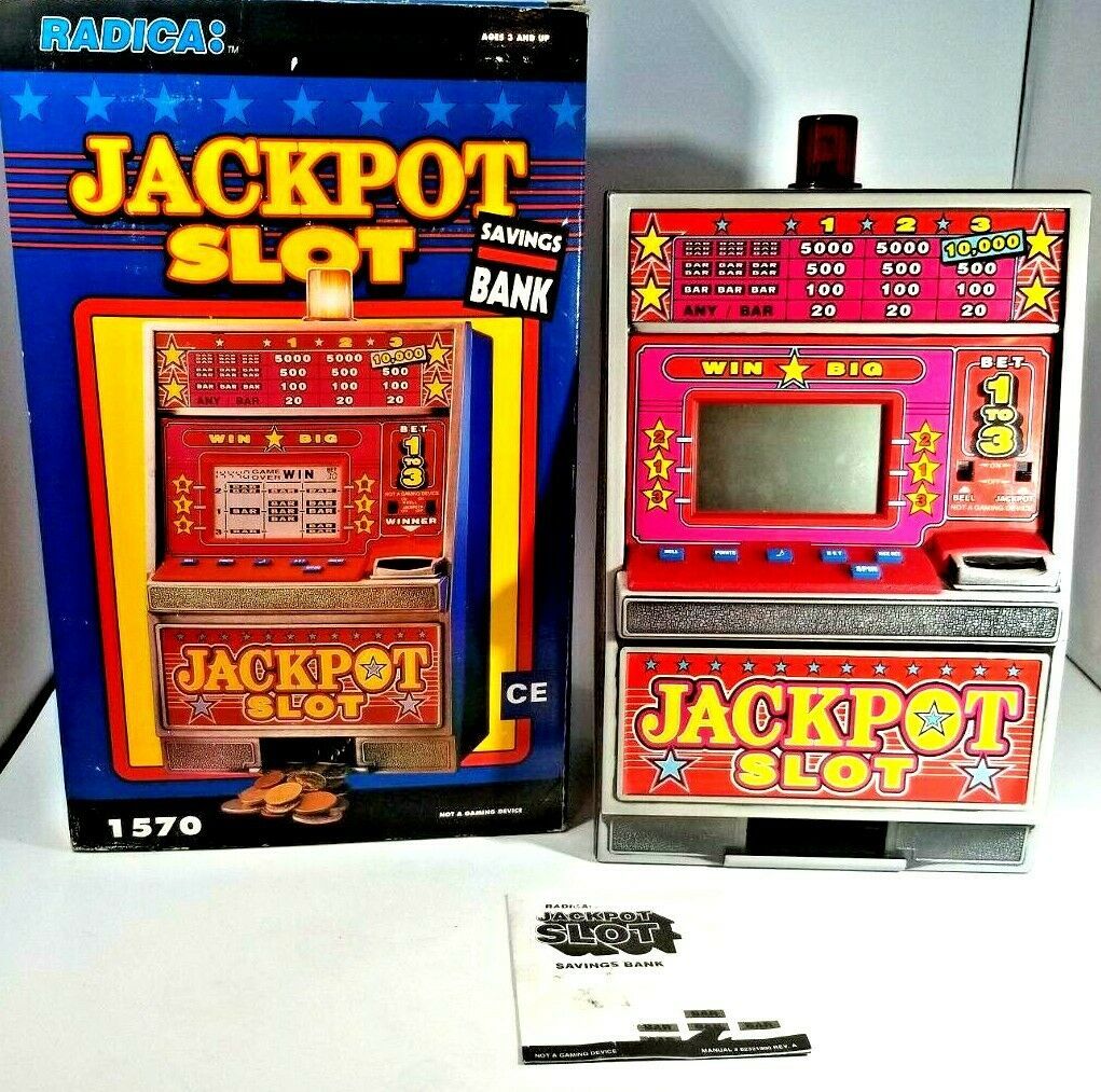 Radica  Casino Slot Machine Jackpot 12" Coin Bank w/ Lights Sounds WORKS - £23.70 GBP
