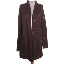 Maroon Sequined Cardigan Sweater Size Large - £27.25 GBP