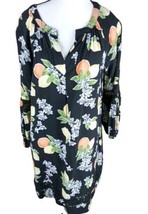 Crown &amp; Ivy Dress Size L Fruit Print V Neck Balloon Sleeves Rayon - £11.05 GBP