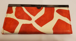 I Squared Tab Lock Long Wallet Red Giraffe Print Rectangle CC Holder New - £10.82 GBP