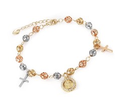 HZMAN 8.5inch Virgin Mary Rosary Bead Cross Bracelet Virgin - £40.50 GBP