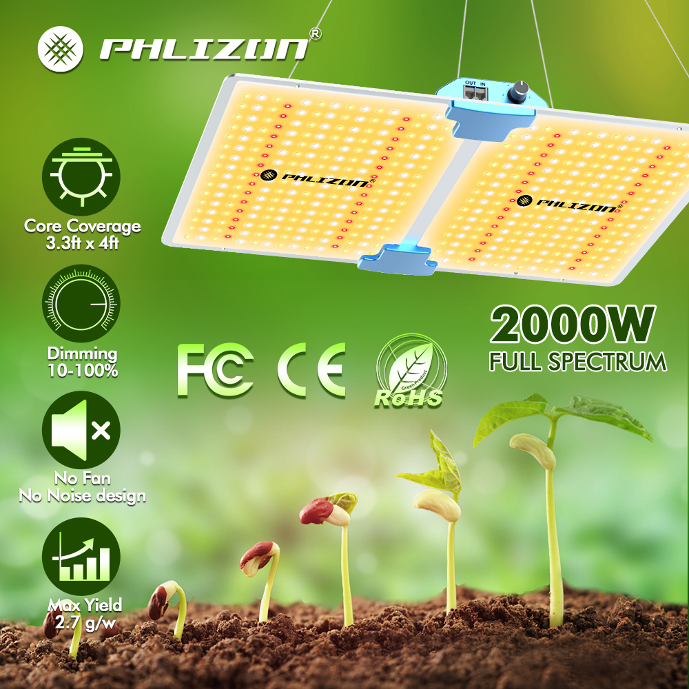 Phlizon 2000W W/Samsung 281B LED Grow Light Sunlike Full Spectrum for Plants Veg