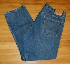 Levis 505 Jeans Regular Fit Blue Cotton Denim Red Tab Size 42x32 Zip Fly... - $319.48 MXN