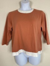 Chico&#39;s Womens Size 3 Orange Faux Layered T-Shirt 3/4 Sleeve FLAWED - £5.97 GBP