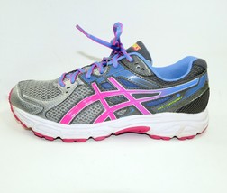 Asics Women&#39;s Gel Contend 2 T474N Silver Blue Pink Running Shoes Lace Up Size 9 - £17.92 GBP
