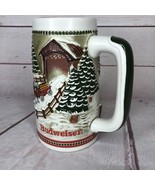 Vintage Budweiser Stein Mug Clydesdales Christmas Ceramarte Snowy Winter... - $22.75