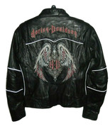 Harley Davidson HD Womens Small Leather Biker Jacket Studded Eagle Graph... - £106.15 GBP