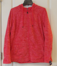 Green Tea Long Sleeve Full Zip Plush Fleece Hoodie Coral Red Women&#39;s Sz ... - $365.67 MXN
