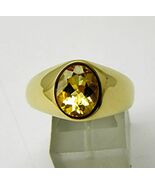 AAAA Yellow Golden Beryl 10x8mm 2.13 Carats 14K yellow gold Men's Ring - $1,680.61