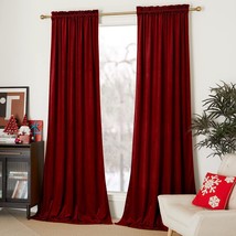 Nicetown Red Velvet Curtains 90 Inches Long 2 Panels Set (52-Inch Wide), Thermal - £45.82 GBP