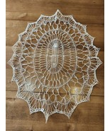 Large Vintage White Starched Crochet Doily Pretty  - $15.00