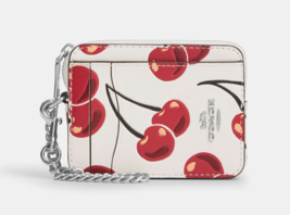 Coach Zip Card Case With Cherry Print ID Chain Wallet Bag Charm ~NWT~ CZ761 - $1,847.21 MXN