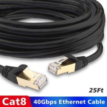 100% 25Ft Authentic Cat8 40Gbps Optical Fiber Outdoor Ethernet Cable Lan Cord - £38.36 GBP