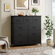 9 Drawer Dresser with Metal Frame and Wooden Top Fabric Storage Organize... - $163.50