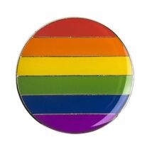 LGBTQ PRIDE FLAG PIN 1" Round Gay Lesbian Bisexual LGBT Lapel Hat Tie Ta... - $2.95