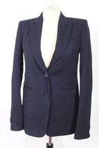 Theory 0 Navy Blue Pique Two Button Wool Blend Blazer Jacket - $28.49
