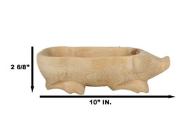 Rustic Wooden Hand Carved Tiki Animal Farm Pig Serving Dish Bowl Tray Pl... - $34.99