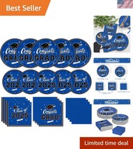 Celebrate 2025 Graduates with Eco-Friendly Blue Disposable Plates &amp; Napk... - $40.50