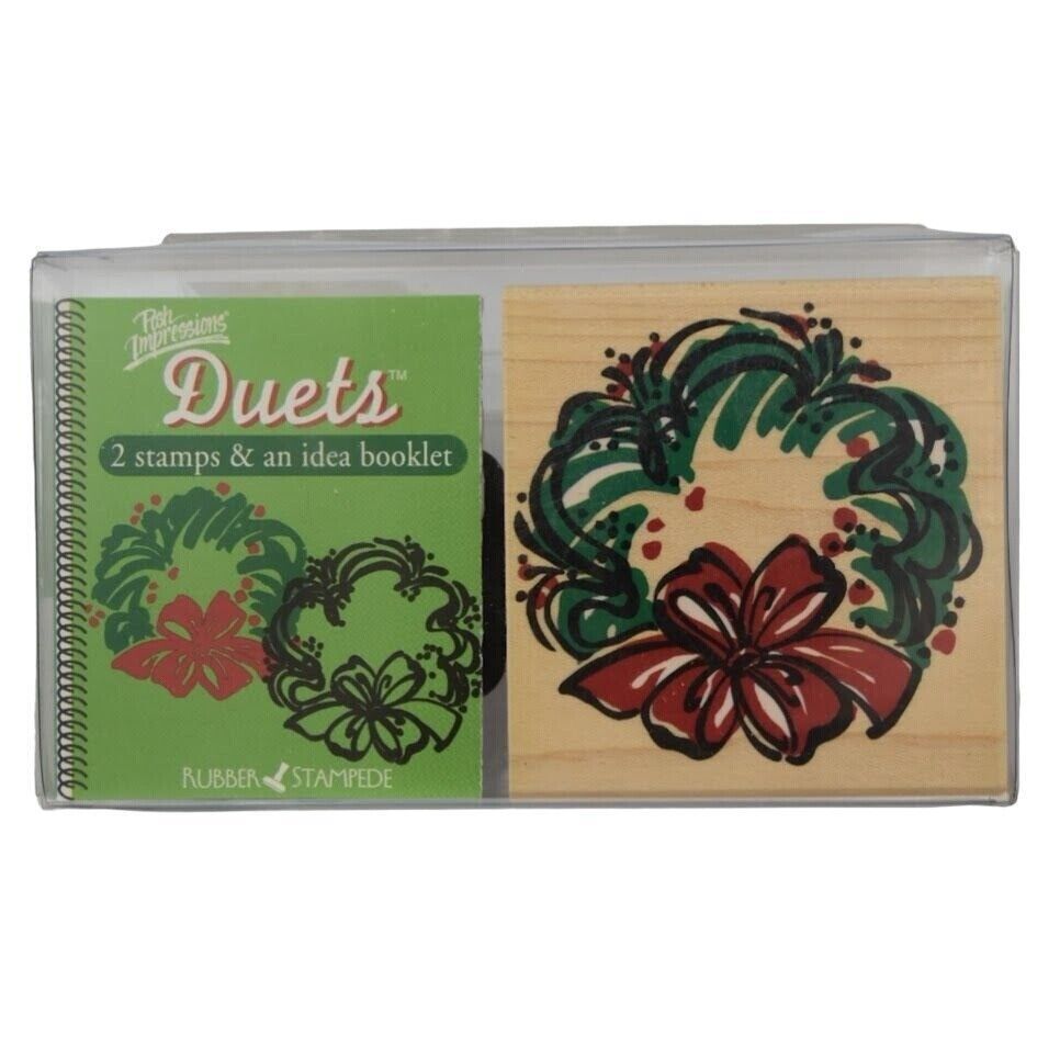 Posh Impressions Christmas Wreath Duets Rubber Stamp Kit Rubber Stampede Z958 - $9.99
