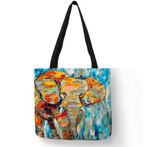 Classic Boho Indian Elephant Ladies Handbags Colorful Oil Painting Art Tote Bags - £13.47 GBP
