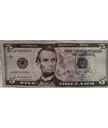 5 US$ Birthday Bank Note July 7 1979  Serial Number MD 19790707 C - $24.95