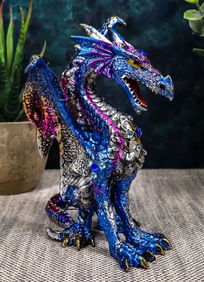 Ebros Small Purple Rain Armored Midnight Dragon Statue 4.5&quot; High Fantasy - $17.99