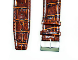 24mm croco-grain Genuine Leather Honey  Watch Band  silver tone buckle STRAP - £11.95 GBP