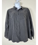 NWT Torrid Women Plus Size 3 (3X) Gray Tencel Pocket Button-Up Shirt Long Sleeve - $28.35